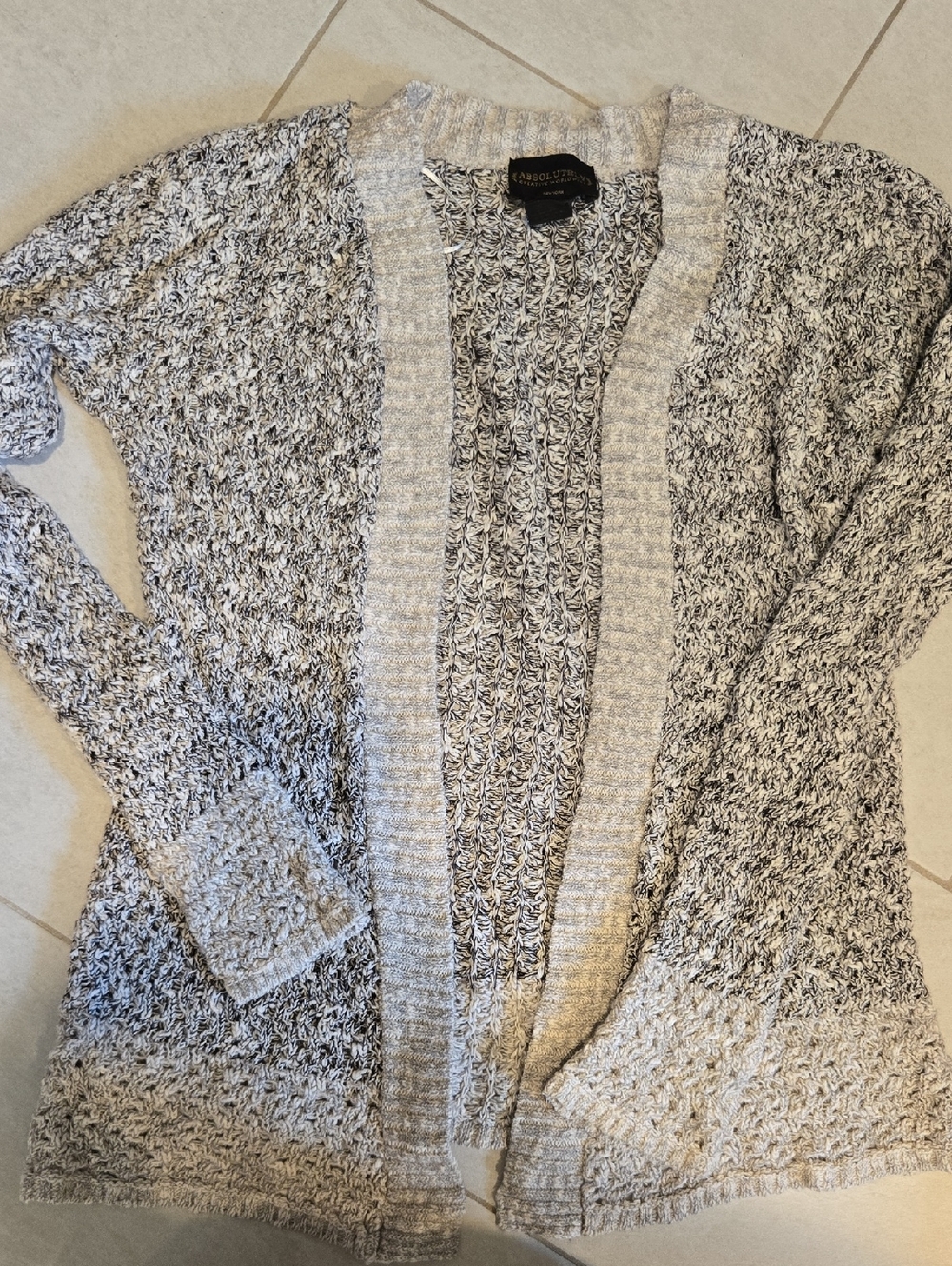 Absolutely Creative Worldwide Marled Gray and Cream Open Cardigan